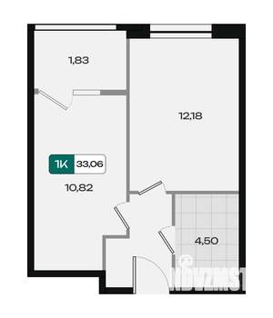 1-к квартира, вторичка, 33м2, 2/18 этаж