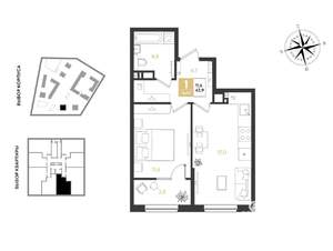 1-к квартира, вторичка, 44м2, 13/18 этаж
