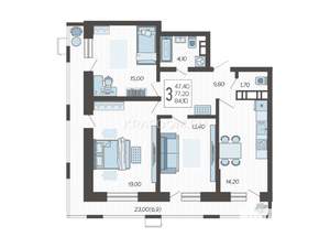 3-к квартира, вторичка, 81м2, 4/18 этаж