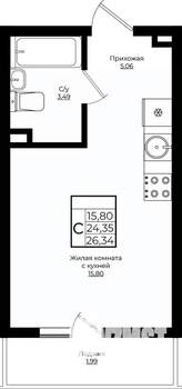 Студия квартира, вторичка, 26м2, 3/10 этаж
