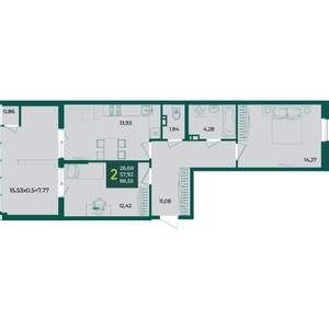 2-к квартира, вторичка, 67м2, 3/18 этаж