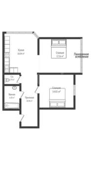 2-к квартира, вторичка, 63м2, 23/24 этаж