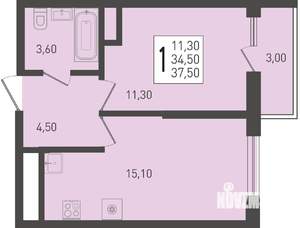 1-к квартира, вторичка, 38м2, 18/24 этаж