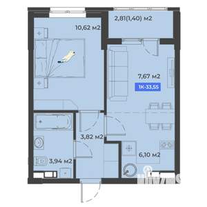 1-к квартира, строящийся дом, 34м2, 5/5 этаж