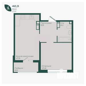 1-к квартира, вторичка, 42м2, 12/18 этаж