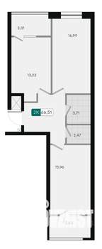 2-к квартира, вторичка, 67м2, 9/18 этаж