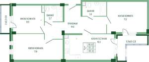 3-к квартира, вторичка, 91м2, 4/7 этаж