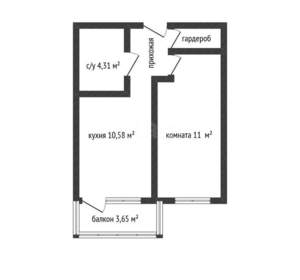 1-к квартира, вторичка, 33м2, 8/13 этаж