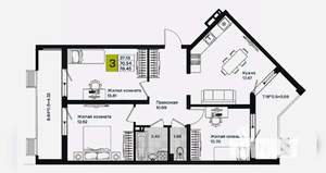 3-к квартира, вторичка, 78м2, 2/9 этаж