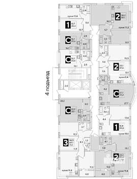 3-к квартира, вторичка, 73м2, 3/16 этаж