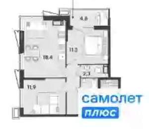 2-к квартира, вторичка, 64м2, 8/9 этаж