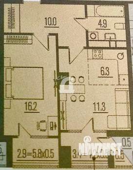 1-к квартира, вторичка, 57м2, 6/18 этаж