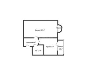 1-к квартира, вторичка, 41м2, 3/6 этаж