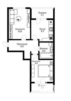 2-к квартира, вторичка, 44м2, 2/3 этаж