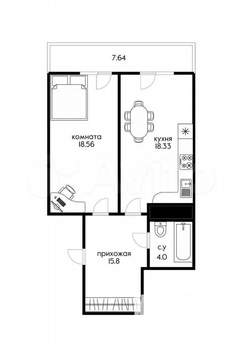 2-к квартира, вторичка, 64м2, 2/24 этаж