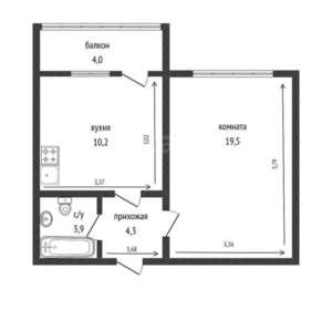 1-к квартира, вторичка, 43м2, 11/17 этаж
