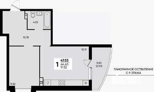 1-к квартира, вторичка, 48м2, 10/22 этаж