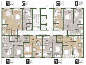 1-к квартира, вторичка, 46м2, 2/16 этаж