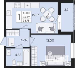 1-к квартира, вторичка, 39м2, 2/8 этаж