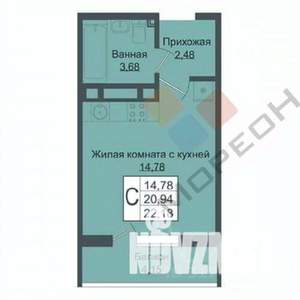 Студия квартира, вторичка, 23м2, 6/16 этаж