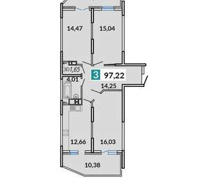3-к квартира, вторичка, 97м2, 11/17 этаж