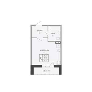 Студия квартира, вторичка, 25м2, 13/17 этаж