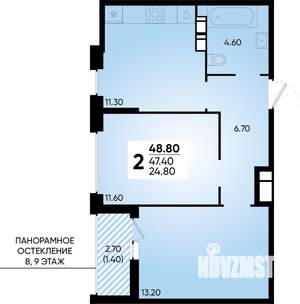 2-к квартира, вторичка, 49м2, 3/18 этаж