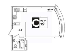 Студия квартира, вторичка, 35м2, 14/16 этаж
