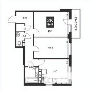 2-к квартира, вторичка, 57м2, 5/9 этаж