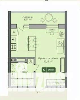 Студия квартира, вторичка, 30м2, 1/10 этаж