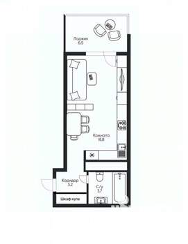 Студия квартира, вторичка, 26м2, 23/24 этаж