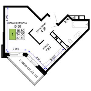 1-к квартира, вторичка, 37м2, 12/12 этаж