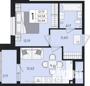 1-к квартира, вторичка, 36м2, 2/8 этаж