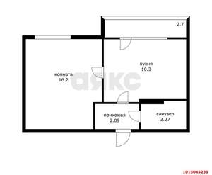 1-к квартира, вторичка, 35м2, 3/3 этаж