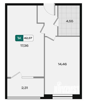 1-к квартира, вторичка, 42м2, 2/18 этаж
