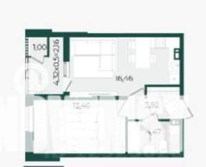1-к квартира, вторичка, 41м2, 11/20 этаж