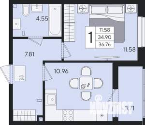 1-к квартира, вторичка, 37м2, 2/8 этаж