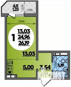 Студия квартира, вторичка, 26м2, 4/8 этаж