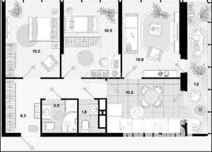 3-к квартира, вторичка, 56м2, 23/24 этаж