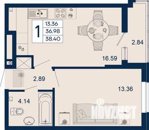 1-к квартира, вторичка, 38м2, 2/18 этаж