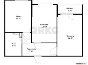 2-к квартира, вторичка, 51м2, 10/16 этаж