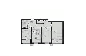 3-к квартира, вторичка, 80м2, 13/18 этаж