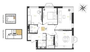 3-к квартира, строящийся дом, 72м2, 8/18 этаж