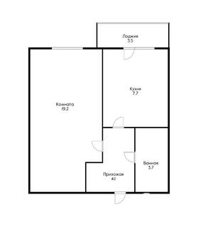 1-к квартира, вторичка, 34м2, 7/12 этаж