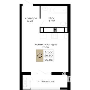 Студия квартира, строящийся дом, 30м2, 8/25 этаж