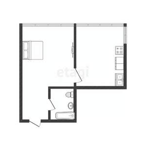 1-к квартира, вторичка, 43м2, 5/6 этаж