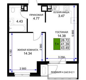 1-к квартира, вторичка, 43м2, 10/16 этаж
