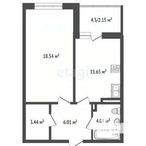 1-к квартира, вторичка, 44м2, 11/24 этаж