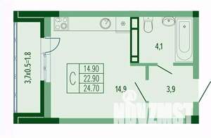 Студия квартира, вторичка, 25м2, 4/15 этаж