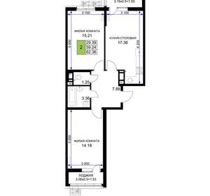2-к квартира, вторичка, 62м2, 13/18 этаж